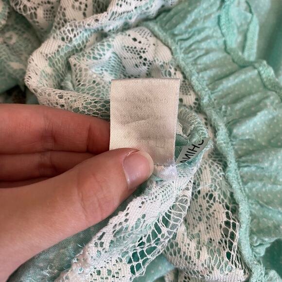 Tea & Cup Mint‎ Green Lace Tank Dress Small S Sleeveless Boho Festival Beachy - Picture 7 of 7